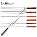 LauKingdom Marshmallow Roasting Sticks - Wooden Handle Stainless Steel BBQ skewer & Forks set, 16 inch 7 pack