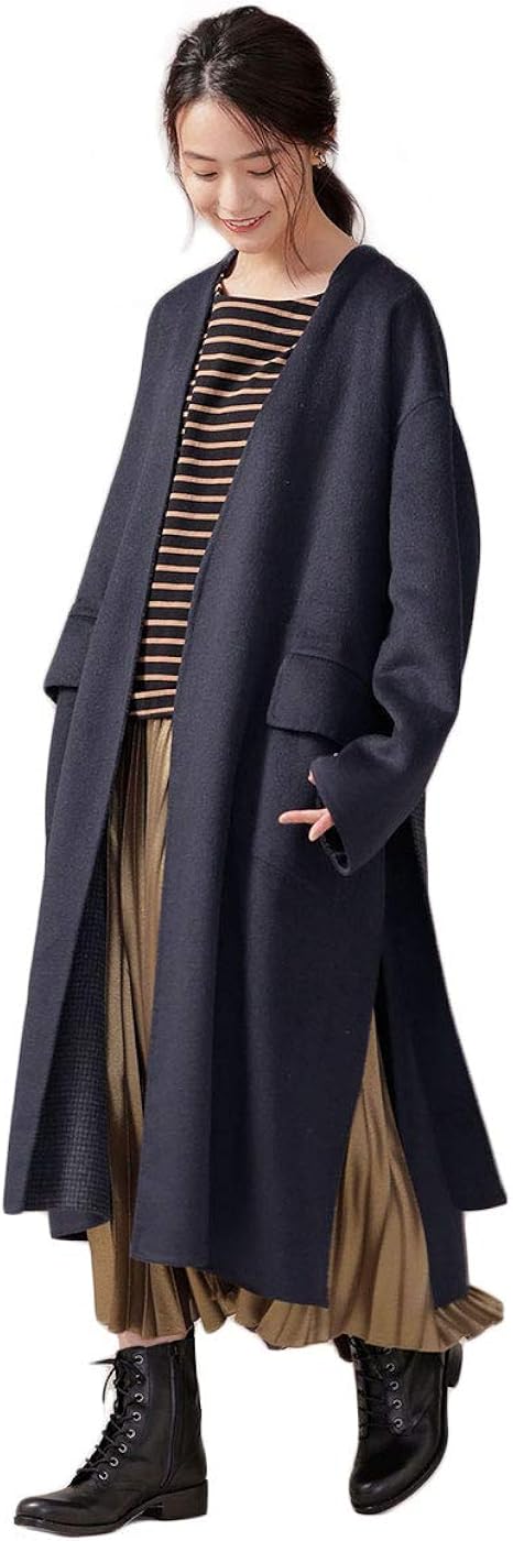 Amazon ナノユニバース ベルト付wフェイスリバーシブル コート レディース 36 ネイビー コート ジャケット 通販