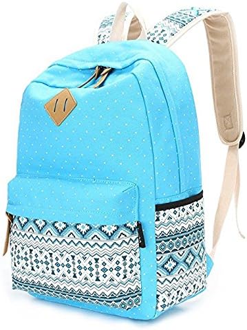 Canvas School Bag, School Backpack for Girls,Casual Lightweight Laptop Bag, Teen Girls Backpacks (Blue)