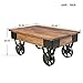 Harper & Bright Designs Solid Wood Coffee Metal Wheels, End Table/Living Room Set/Rustic Brown