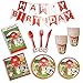 Barnyard Farm Animals Birthday Party Supplies 142 Piece Kit, Paper Plates, Paper Cups, Napkins, Cutlery, Table Cover and Birthday Banner