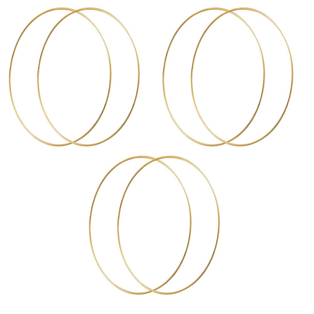 HOHIYA 6pc 30cm 12 Inch Metal Hoop Craft Floral Wreath Macrame Rings Gold for Making Wedding Wreath Decor Dream Catcher and DIY Wall Hanging 4mm Wire