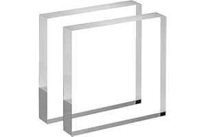 CiaoHER 1in Thickness 5in Square Acrylic Cube Display Block Clear Polished Pedestal Stand Riser Solid Base 5" x 5" x 1", 2 Pack
