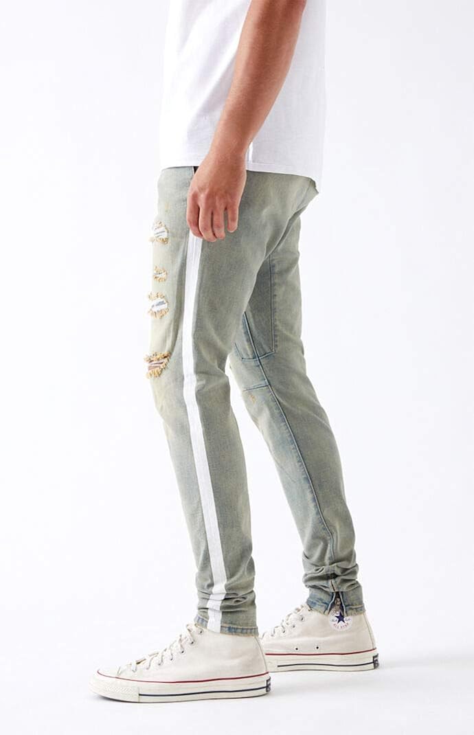 pacsun drop skinny side stripe denim jogger pants