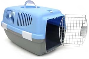 YML Small Plastic Carrier Crate for Small Animals, Blue