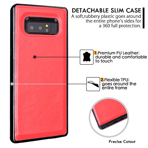 image for Galaxy Note 8 Case, Note 8 wallet Case with Detachable Slim Case,9 Car