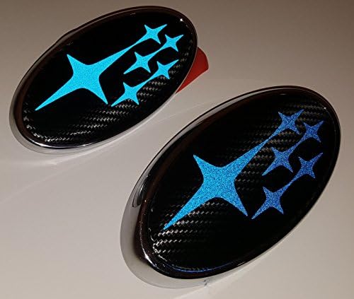 2008-2014 Hatchback Wagon Carbon Fiber Emblem Decals Compatible with Subaru WRX STI Hatchback Wagon (Reflective Blue)