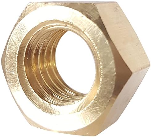 5/8-18 Full Finished Hex Nuts, Solid Brass, Grade 360, Plain Finish, Quantity 5