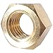 3/8-16 Full Finished Hex Nuts, Solid Brass, Grade 360, Plain Finish, Quantity 25