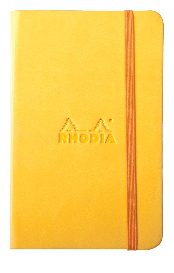 RHODIA 118636C - Daffodil Rigid Notebook - A6 - 192 pages - Plain Ivory Clairefontaine Paper 90 g/m - Bookmark, Elastic Closure - Faux Leather Cover - Rhodiarama Collection