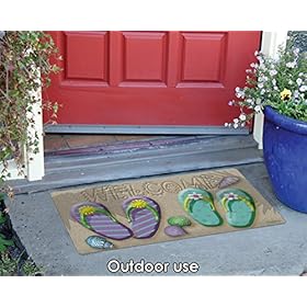 Toland Home Garden 800174 Welcome Flip Flop Summer Door Mat 18x30 Inch Beach Outdoor Doormat for Entryway Indoor… 51arHo4EibL