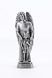 Pewter Catholic Guardian Angel and Girl Statue with