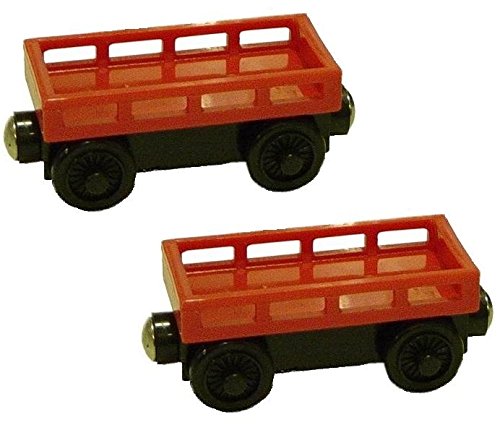 Two Red Cargo Cars - Thomas &amp; Friends Wooden Railway Tank Train Engine - Brand New Loose