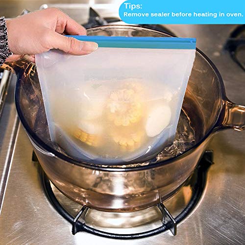 Reusable Silicone Food Storage Bag Airtight Zip Seal Bags fruits vegetables meats fish soups juice lunch sandwiches microwave steamer refrigerator freezer