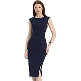 Allegra K Summer Sleeveless Sheath Dress for Women's 2025 Round Neck Work Bodycon Pencil Dresses