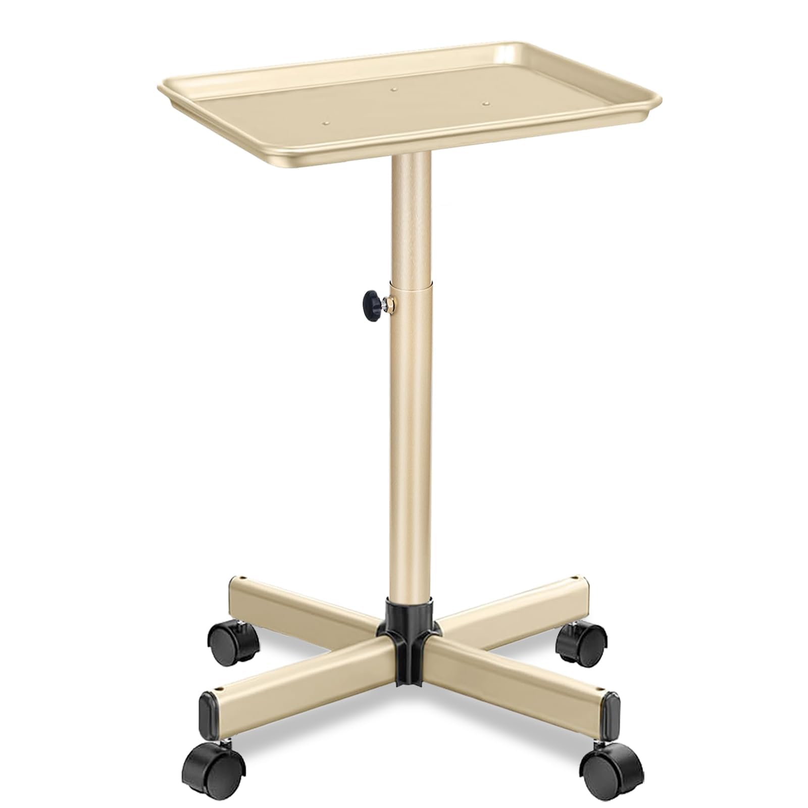 Photo 1 of Salon Tray on Wheels, Champagne Gold Metal Rolling Tray with Adjustable Height, Metal Service Instrument Storage Salon Cart for Salon&Home Use