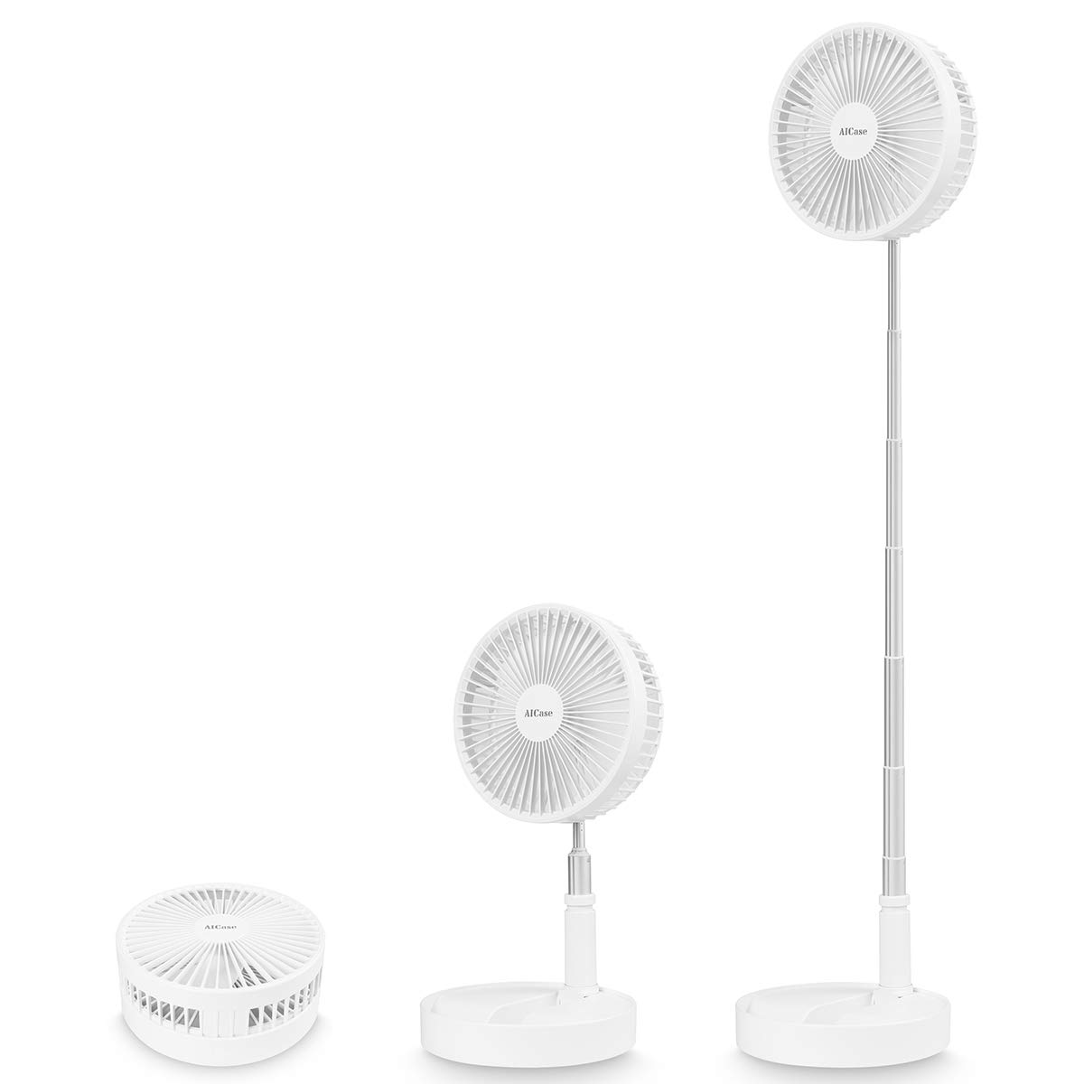 AICase Remote Control fan/Height Adjustable Standing Fan,Foldable and Portable Floor Fan 4 Speeds Super Quiet 7200mAh Rechargeable Battery Mini USB Fan for Home Outdoor and Office