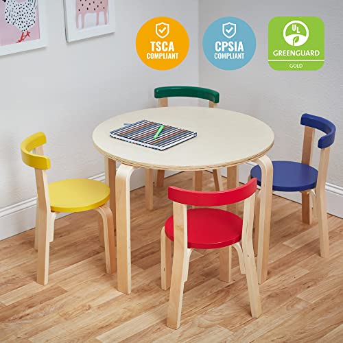 ECR4Kids Bentwood Round Table and Curved Back Chair Set, Premium Kids
