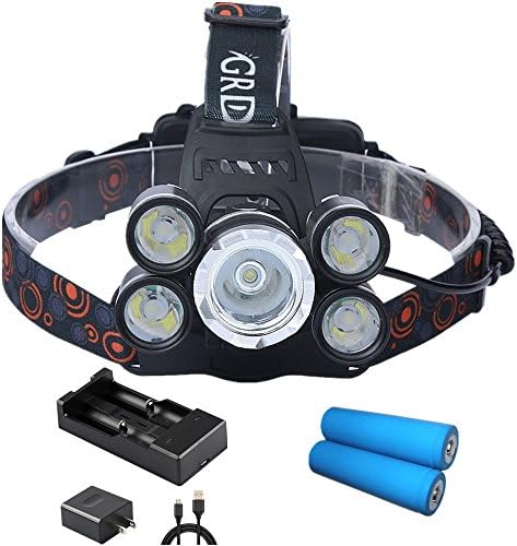 Headlamp,5LED 4 Modes Brightest and Best Waterproof Zoomable Rechargeable Headlight Flashlight Batteries (TD001)