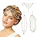 DRESHOW Head Chain Hair Accessories Bohemian Diamond Pearl Tassel Hair Band Alice Band Gold Leaf Chain Headband 3 Pack