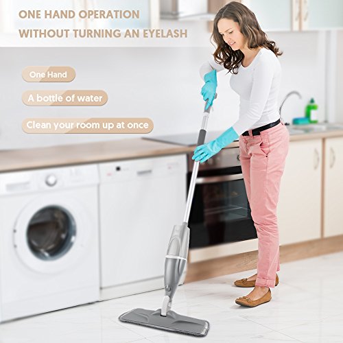 FORSPEEDER Spray Mop for Floor Cleaning, Hardwood Floor Mop with a 640 ML Refillable Bottle and 2 Washable Mop Heads, Handle Mop for Home Kitchen (Spray Mop with 2 Mop Pads)