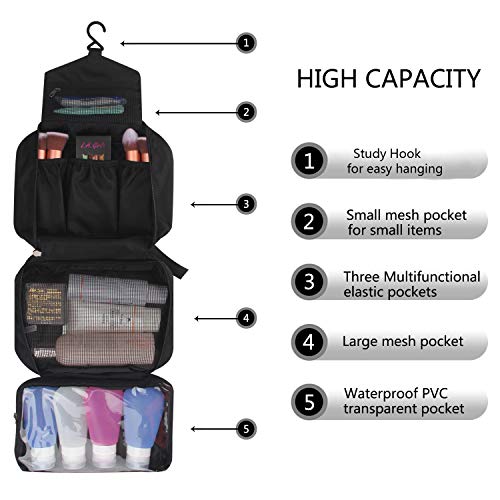 Relavel Travel Toiletry Bag Business Toiletries Bag for Men Shaving Kit Waterproof Compact Hanging Travel Cosmetic Pouch Case for Women Black 2 Relavel Travel Toiletry Bag Business Toiletries Bag for Men Shaving Kit Waterproof Compact Hanging Travel Cosmetic Pouch Case for Women Black