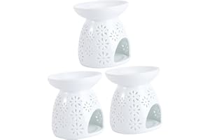 VILLCASE 3PCS Ceramic Tealight Candle Holder Wax Melt Burner with Porcelain Essential Oil Diffuser for