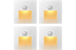 4-Pack LED Stair Lights with Motion Sensor, Warm White, Recessed Wall Light for Indoor Staircase, Hallway, and Steps, 110-250