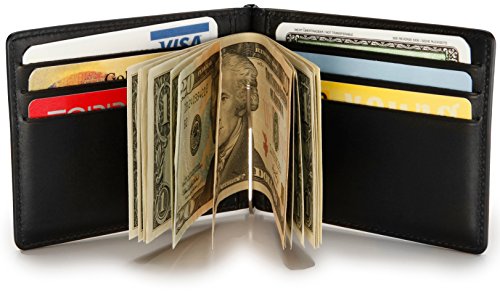 LEABAGS Scranton genuine calfskin leather wallet in vintage style - Black