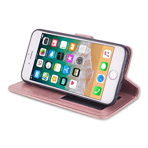 Scheam iPhone SE 5SE 5 5S Wallet Case, [Folio Style ] Premium iPhone SE 5SE 5 5S Card Cases Stand Feature Compatible with iPhone SE 5SE 5 5S [Rose Gold ] Leather Cases Flip Cover with - Thumbnail 5