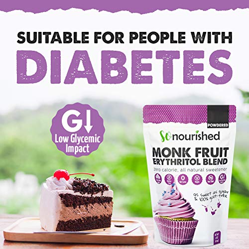 Powdered Monk Fruit Sweetener with Erythritol Confectioners (2.5 lb / 40 oz) Perfect for Diabetics & Low Carb Dieters - 1:1 Sugar Replacement - No Calorie Sweetener, Non-GMO, Natural Sugar Substitute