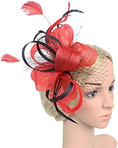 Ankola Fascinators for Women,Women's Vintage Flower Feather Mesh Net Fascinator Hair Clip Hat Party Wedding