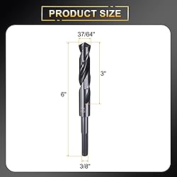 HARFINGTON 37/64" Drill Bit 3/8" Reduced Shank