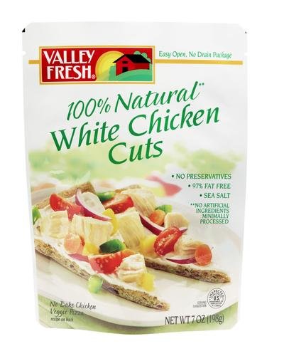 VALLEY FRESH 100% NATURAL WHITE CHICKEN CUTS, 7OZ POUCH (PACK OF 6)