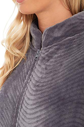 [- Slumber Hut® Ladies Fleece Zipped Dressing Gown Traditional Collar Long Length Womens Housec
