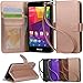 BLU Advance 5.0 Case, Arae [Wrist Strap] Flip Folio [Kickstand Feature] PU leather wallet case with ID&Credit Card Pockets For BLU Advance 5.0 (Rosegold)