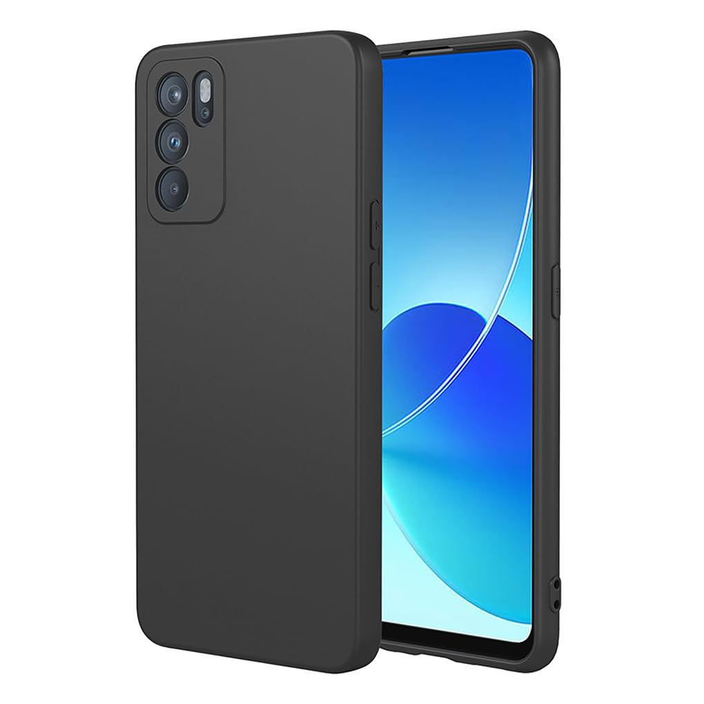 SEAHAI Case for OPPO Reno 6 5G (Reno6 5G), Ultra Thin Silky-Soft Touch Liquid Silicone Phone Cover with Shockproof Airbag Design, Premium TPU Bumper Fashion Case - Black
