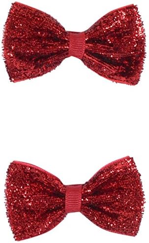 Bows Arts Diamond Dust Velvet Infant Flat Bow 2 Pc Pack, Red