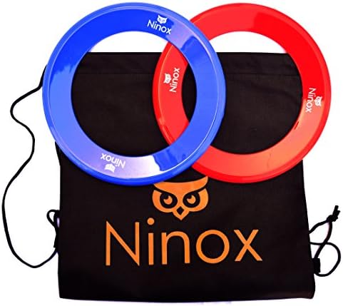 Ultralight Frisbee Flying Ring 2 Pack with bonus Drawstring Backpack for Ultimate Outdoor Family fun by Ninox - Flyers are Made in the USA