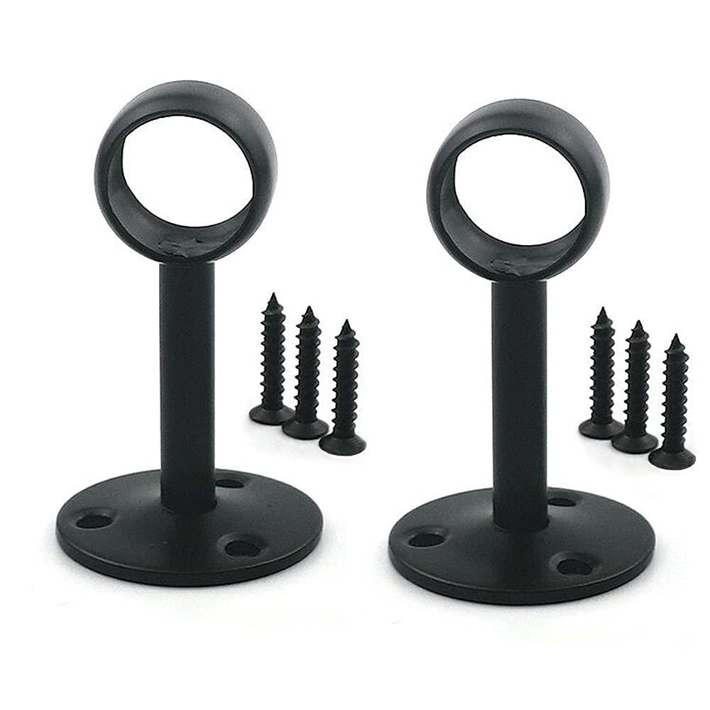 The diameter of 32 mm shower curtain closet rod frame pipe flange, socket, ceiling mounting bracket pipe support, 2 pieces of stainless steel black surface treatment¡­ — image 1