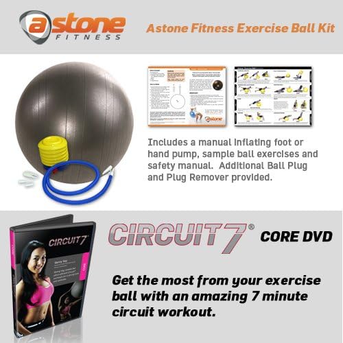 Astone Fitness Beginner Exercise Ball Kit: Exercise Ball and Pump, Core Training DVD
