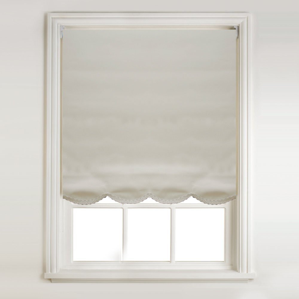 Barnes Textiles Thermal Blackout Scalloped Roller Blind Ivory/Cream