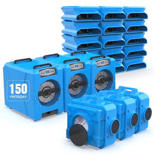 MOUNTO Water Damage Restoration Combo Package Deals (15* AM30LO Air Mover, 3*AF500 Air Scrubber, 3*DH80 LGR Dehumidifier)