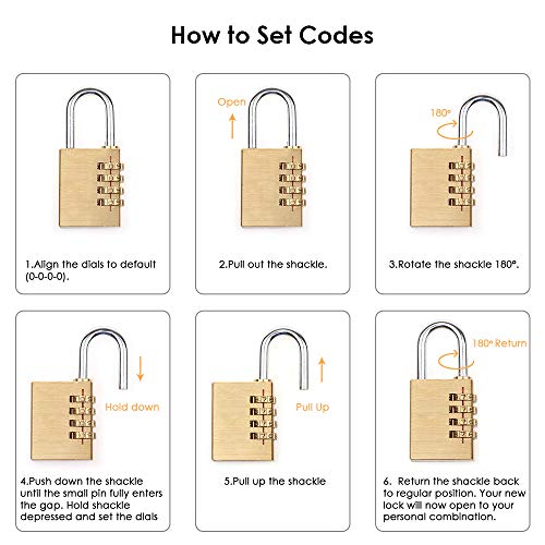2 Pack Large & Small Combination Lock, Tiberham 4 Digit Padlock for Gym & Sports Locker, Fence, Toolbox, Cabinet, Hasp Storage, Heavy-duty Anti-Rust Keyless Resettable Combo with 3 Digit Mini 1-Pack - Thumbnail 3