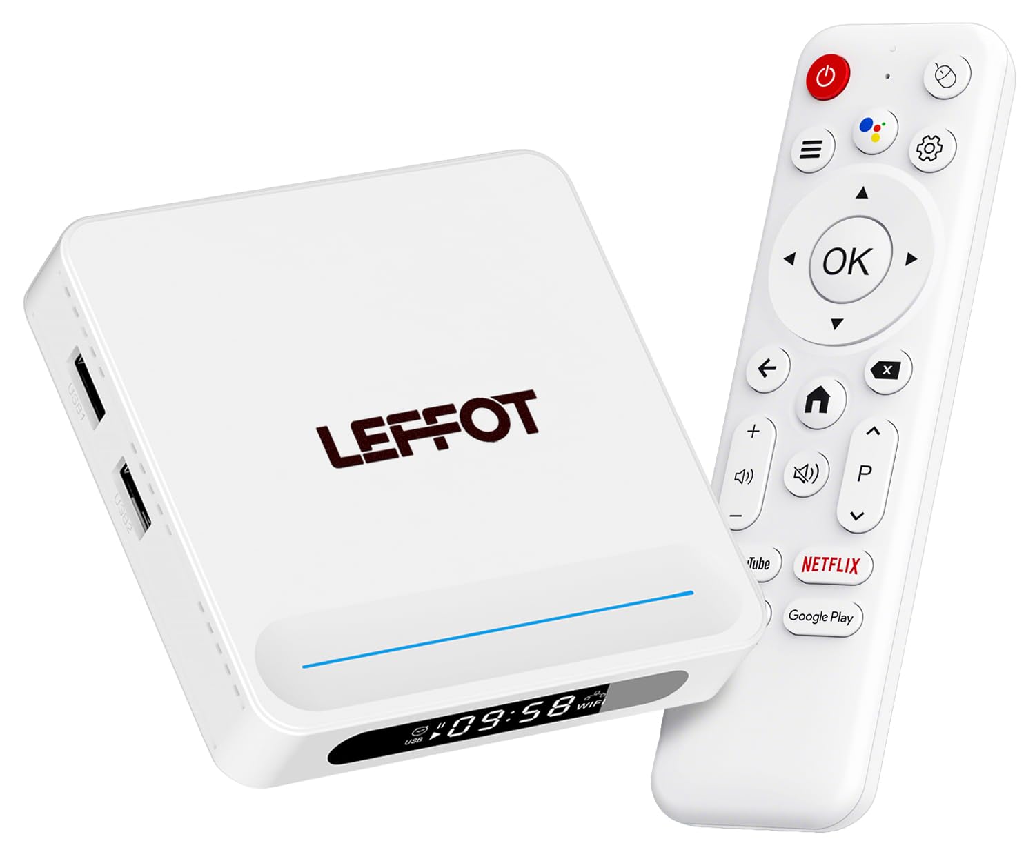 Photo 1 of Android 14.0 TV Box 2025, LEFFOT H618 Plus 4K UHD Streaming Device for TV, 4GB RAM + 128GB ROM, Support Gogle Assistant Voice Remote, HDR 10, 2.4G & 5G WiFi 6, BT 5.4, Allwinner H618 Quad-Core A53
