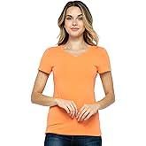 Women's Basic Solid Active Soft Cotton Short Sleeve Crew Neck & V Neck Slim Fitted Top T-Shirts
