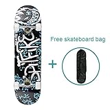 WIN.MAX Complete Skateboard 31 Inch Doodle + Free Skateboard Bag