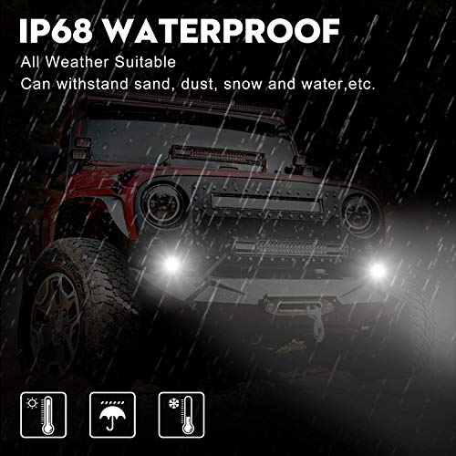 LED Work Light for Truck, AAIWA Round LED Light Pods 4.5" 96W LED Light Bar 2PCS Spot Flood Combo Amber Light Off Road Driving Lights for Jeep ATV UTV SUV Pickup Boat, 2 Years Warranty - Thumbnail 4