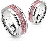 Pink Carbon Fiber Ring Polished Comfort Fit