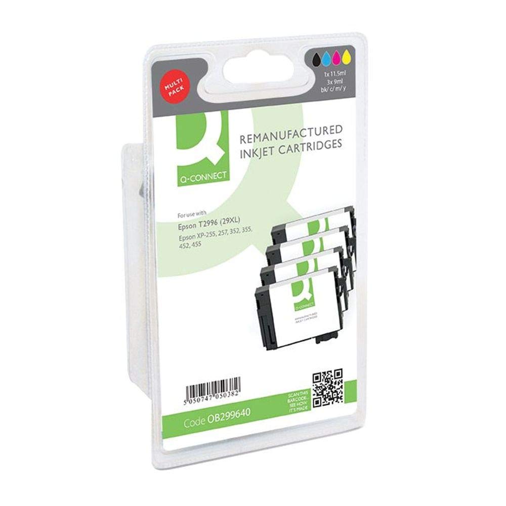 Q-Connect Remanufactured Inkjet cartridges Compatible with Epson Models, 11.5 ml Black/9 ml Tri-Colour, Black/Cyan/Magenta/Yellow